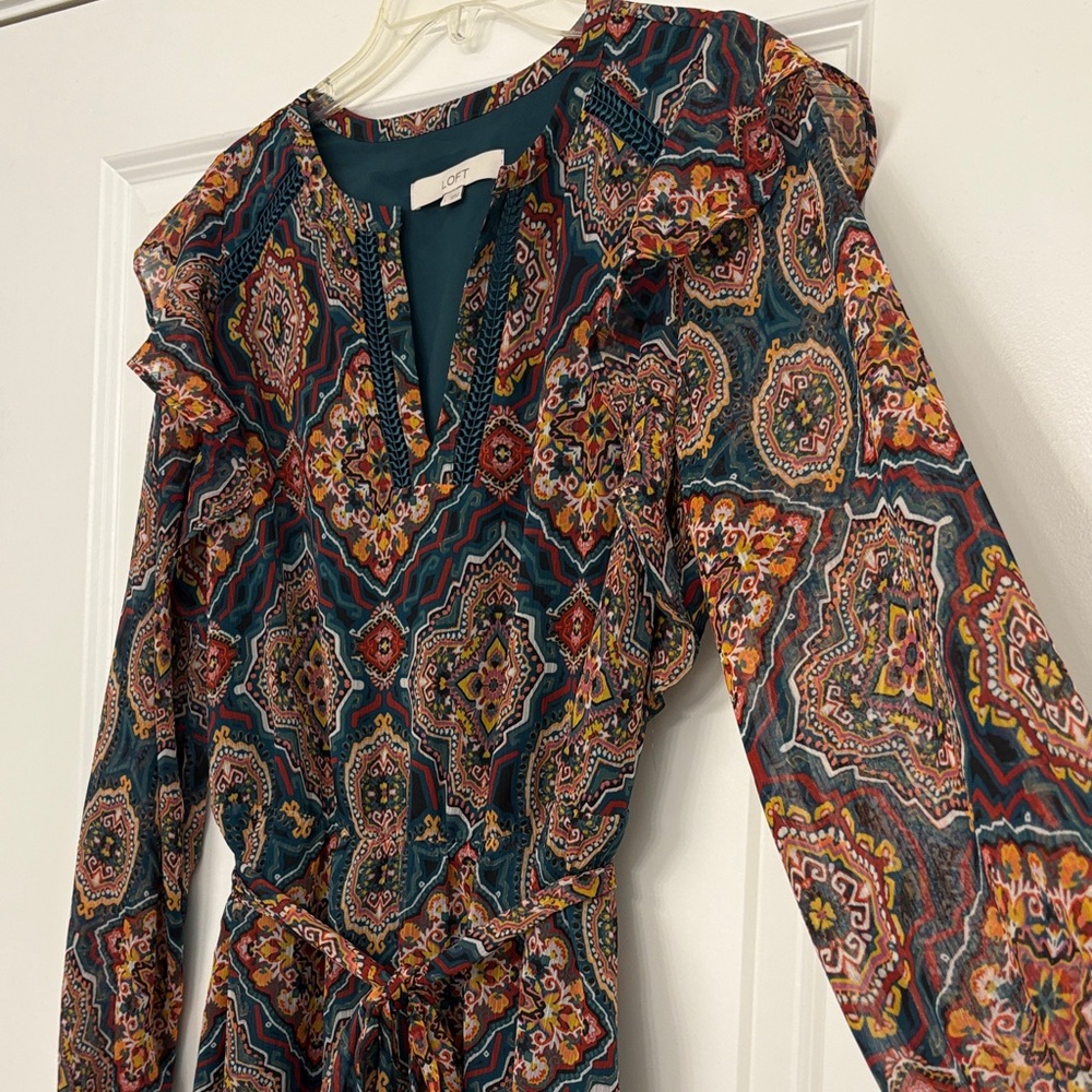 NWOT LOFT Multicolor Long Sleeve Dress - Picture 5 of 8